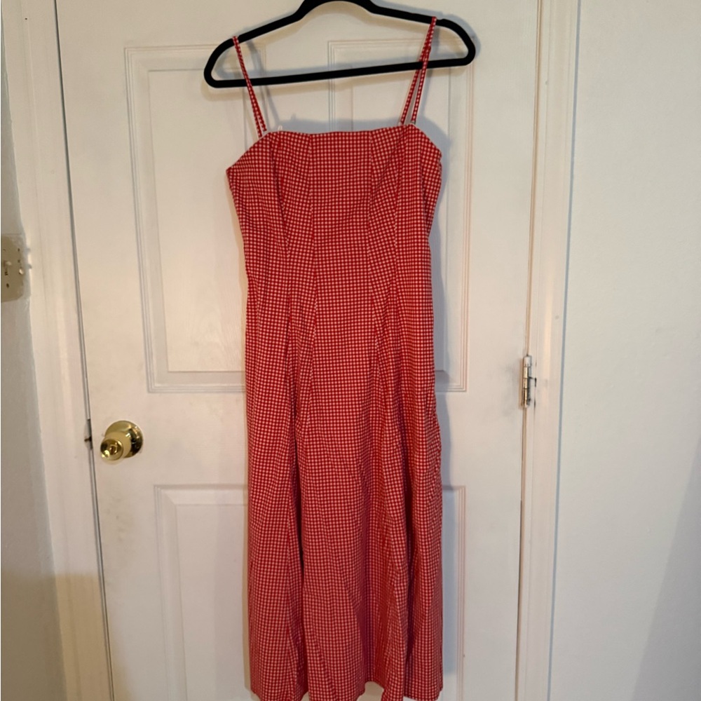 Abercrombie & Fitch Red Checkered Midi Dress